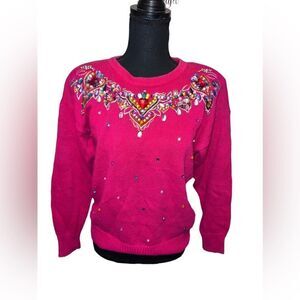 Vintage Beautiful Jewel Accented Sweater Size Small